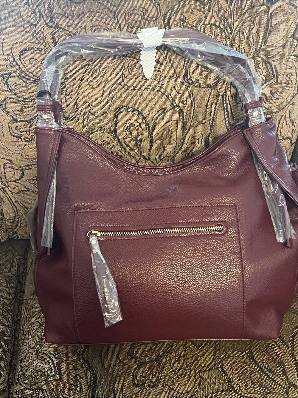 Classic Burgundy Shoulder Tote Bag